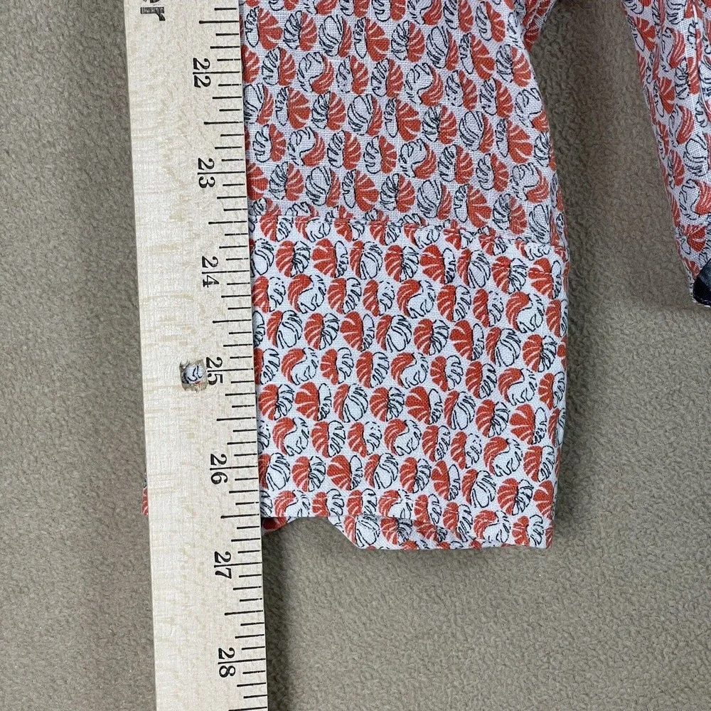 Robert Graham Shirt Mens Large White Orange Leaf Long Sleeve Button Up‎ Adult